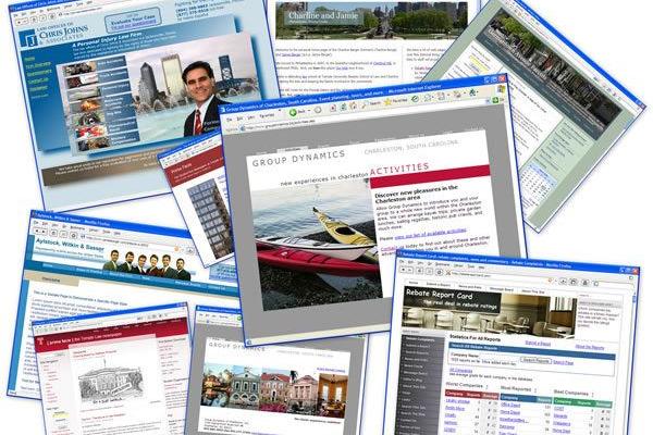 Mehrere ausgeschnittene Webseiten