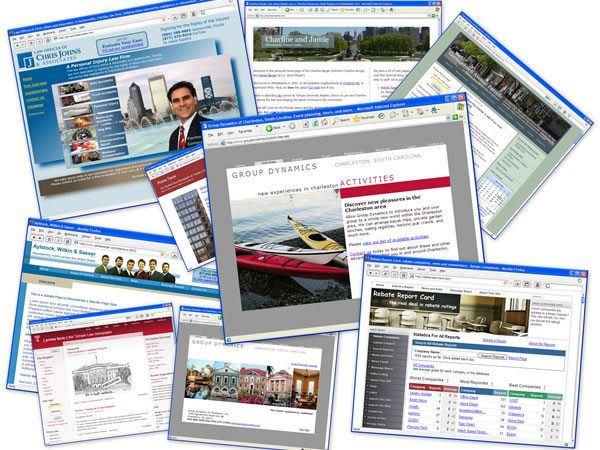 Mehrere ausgeschnittene Webseiten